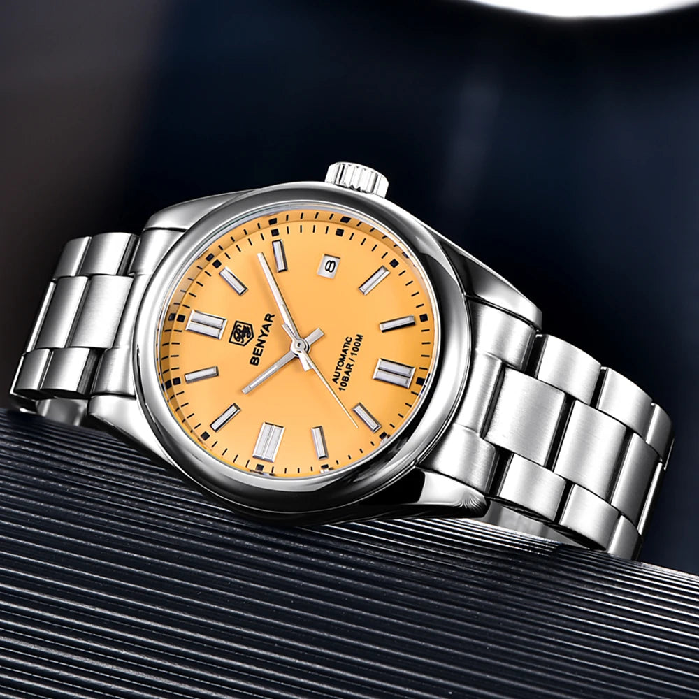 BENYAR Neue Taucheruhr für Männer 10Bar wasserdichte Herren Mechanische Armbanduhren Luxus Edelstahl Automatikuhren