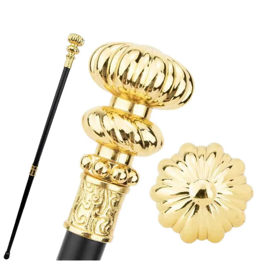 Gold Flower Fashion Walking Stick Decorative Cane Elegant Fashion Cane Cosplay Alloy Crosier Vintage Stick