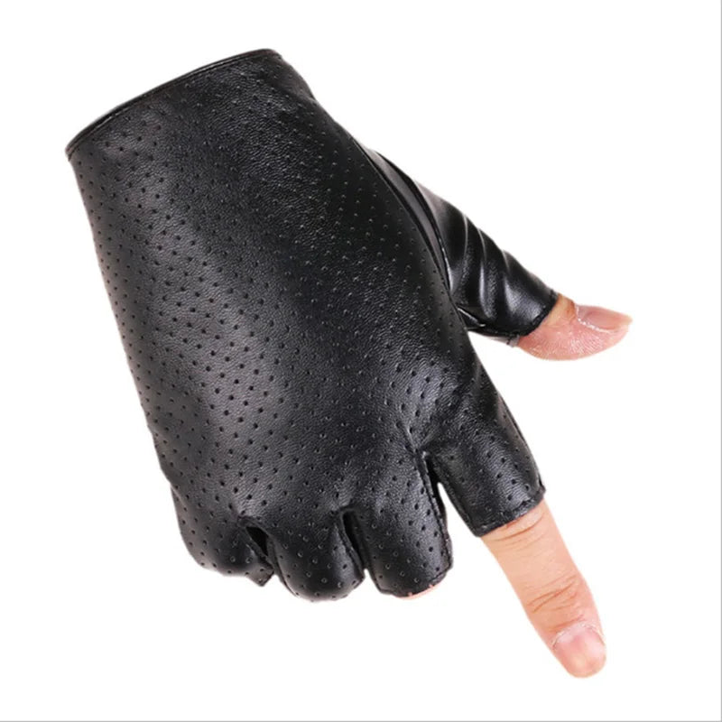Unisex Nachtclub Sänger Leistung Handschuh Männer Frauen Halbfinger Niet Punk Party Leder Sport Hip Hop Street Dance Handschuh I102