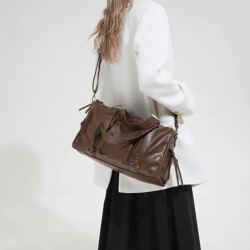 Large Capacity Women PU Leather Handbags Tote Bags Casual Female Rivet Big Shoulder Messenger Bags Fashion Zipper Crossbody Bag