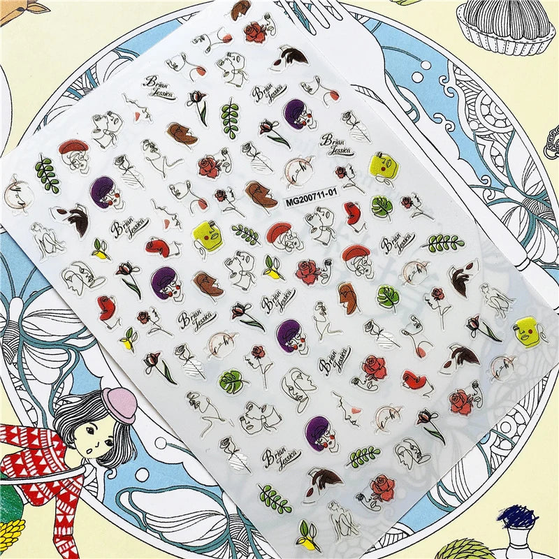 MG201011-38 WG661 Skull head snake sexy woman  3D Back glue Nail Art Stickers Decals Sliders Nail ornament decoration