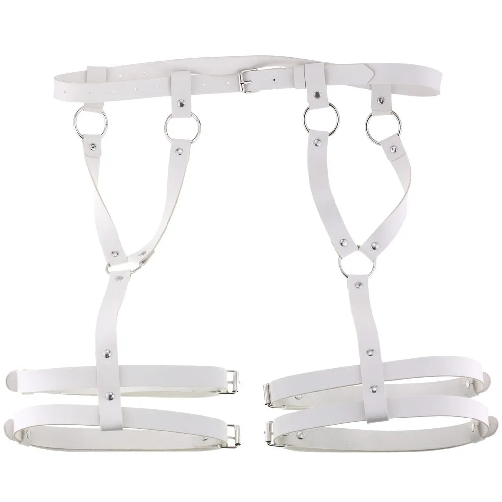 Sexy PU Leather Leg Sword Garter Body Bondage Belts for Women Black Harness Belt Waist Strap Punk Gothic Clothes Lingerie