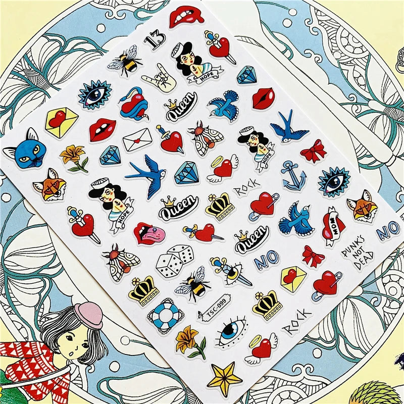 MG201011-38 WG661 Skull head snake sexy woman  3D Back glue Nail Art Stickers Decals Sliders Nail ornament decoration