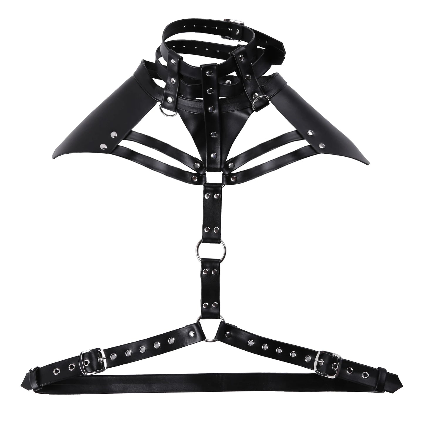 Chest Harness Belt Mens Lingerie Rivet Halter High Neck Strappy Shoulder Faux Leather O-ring Waist Strap Harness for Nightclub