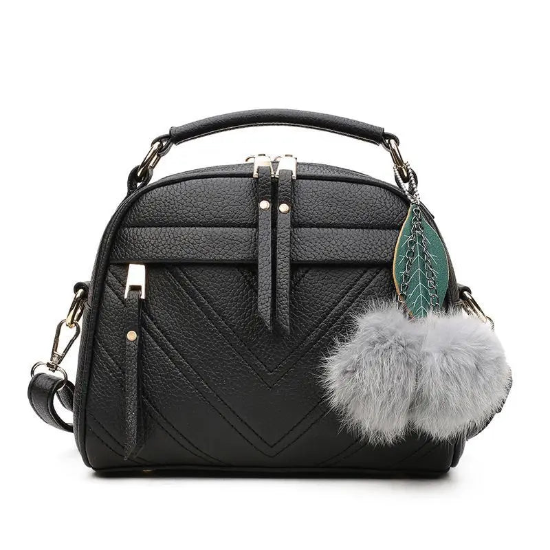 PU Leather Small Handbag For Women Girl Fashion Tassel Messenger Bags With Ball Female Shoulder Bags Ladies Party Crossby Bag