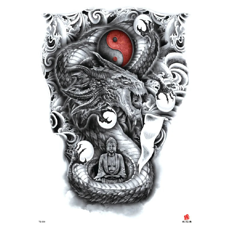 Wholesale Cool Big Full Back Tattoo Designs Large Size Temporary Tattoo Men's Full Back Tattoo Sticker