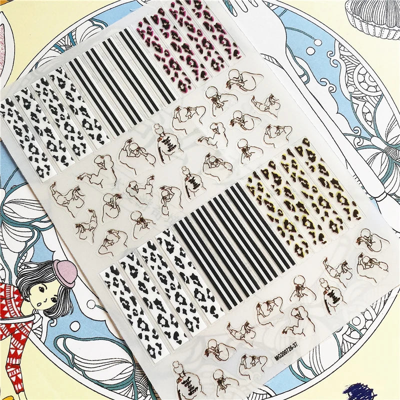 MG201011-38 WG661 Skull head snake sexy woman  3D Back glue Nail Art Stickers Decals Sliders Nail ornament decoration