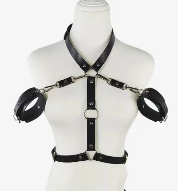 New Fun Handcuffs Bondage Clothing Sexy Strap Waist Pu Eco-friendly Leather Clothing Accessories Alternative SM Adult Toys