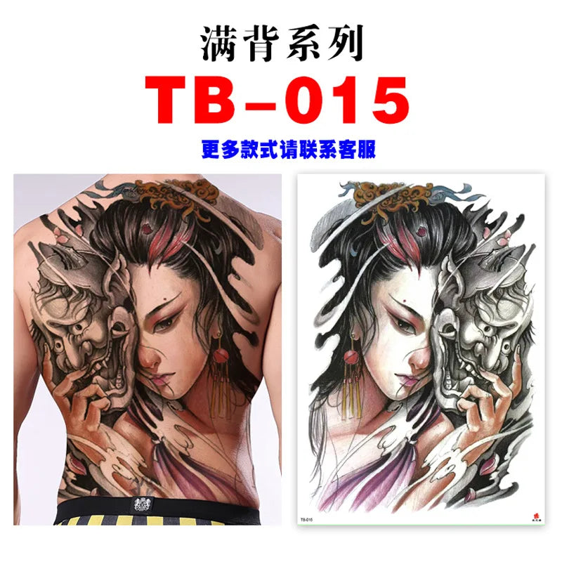 Wholesale Cool Big Full Back Tattoo Designs Large Size Temporary Tattoo Men's Full Back Tattoo Sticker