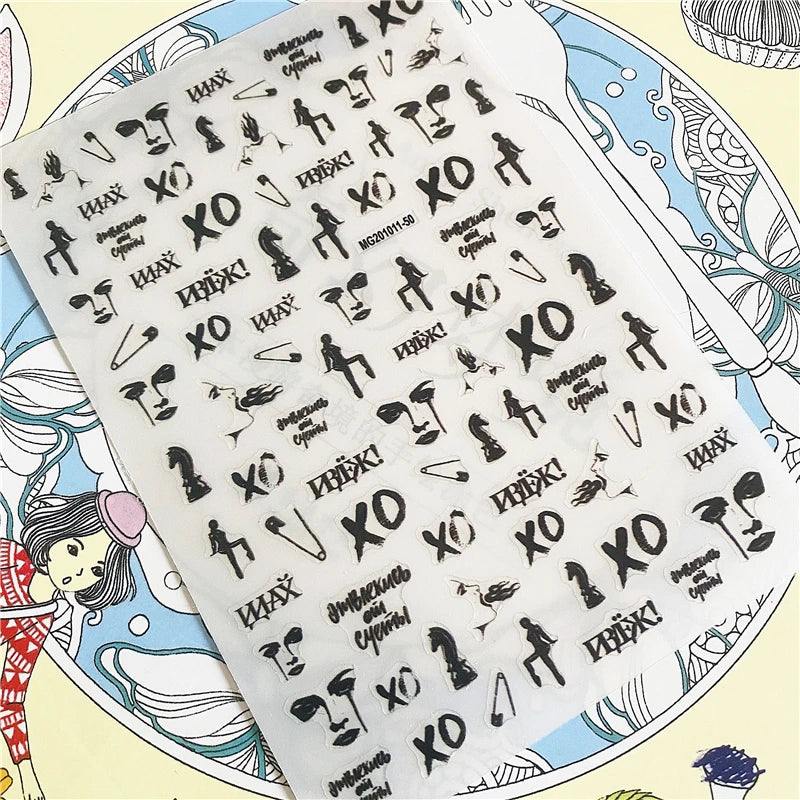 MG201011-38 WG661 Skull head snake sexy woman  3D Back glue Nail Art Stickers Decals Sliders Nail ornament decoration