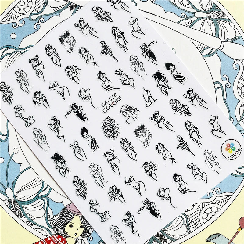 MG201011-38 WG661 Skull head snake sexy woman  3D Back glue Nail Art Stickers Decals Sliders Nail ornament decoration