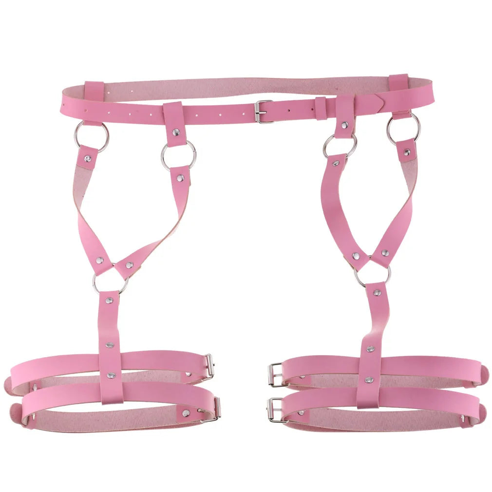 Sexy PU Leather Leg Sword Garter Body Bondage Belts for Women Black Harness Belt Waist Strap Punk Gothic Clothes Lingerie