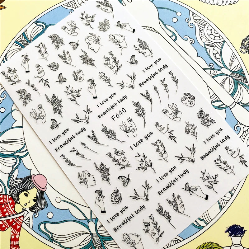 MG201011-38 WG661 Skull head snake sexy woman  3D Back glue Nail Art Stickers Decals Sliders Nail ornament decoration