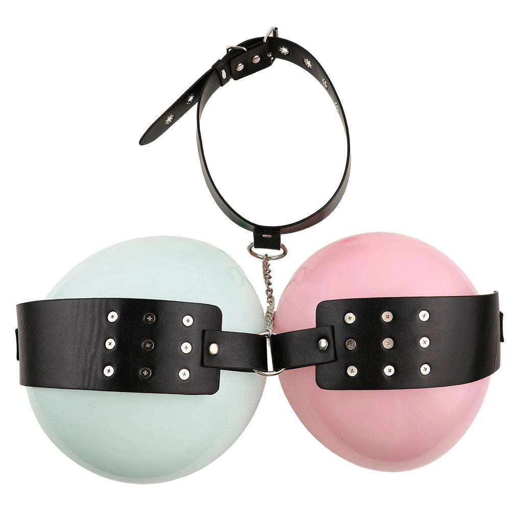 Leather Lingerie With Breast Nail Chest Massage Women's BDSM Toy Neck Bondage