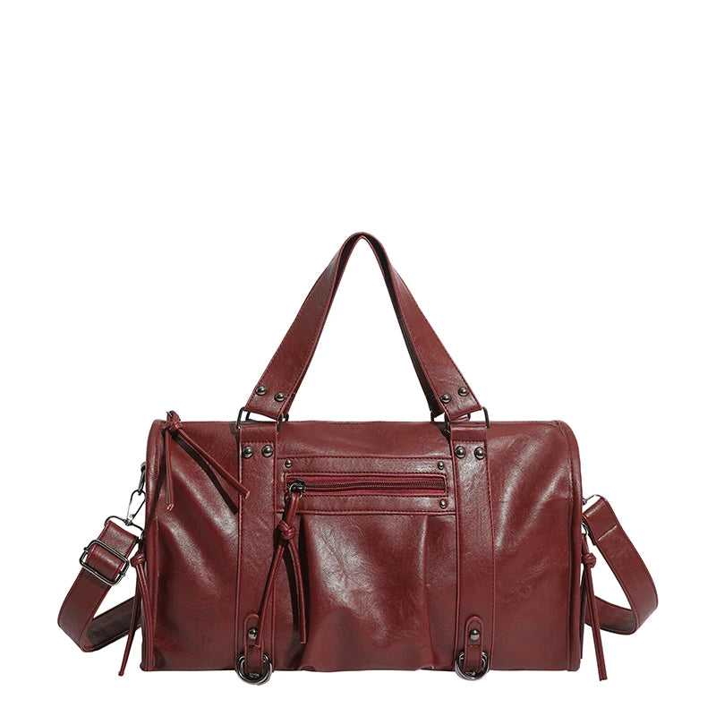 Large Capacity Women PU Leather Handbags Tote Bags Casual Female Rivet Big Shoulder Messenger Bags Fashion Zipper Crossbody Bag