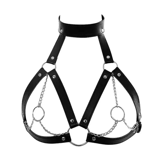 BDSM Fetish Leather Body Harness for Women Couples Bondage Collar & Chain Belt ODM Comfortable Daily Use 3D Embroidery