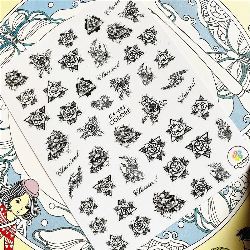 MG201011-38 WG661 Skull head snake sexy woman  3D Back glue Nail Art Stickers Decals Sliders Nail ornament decoration