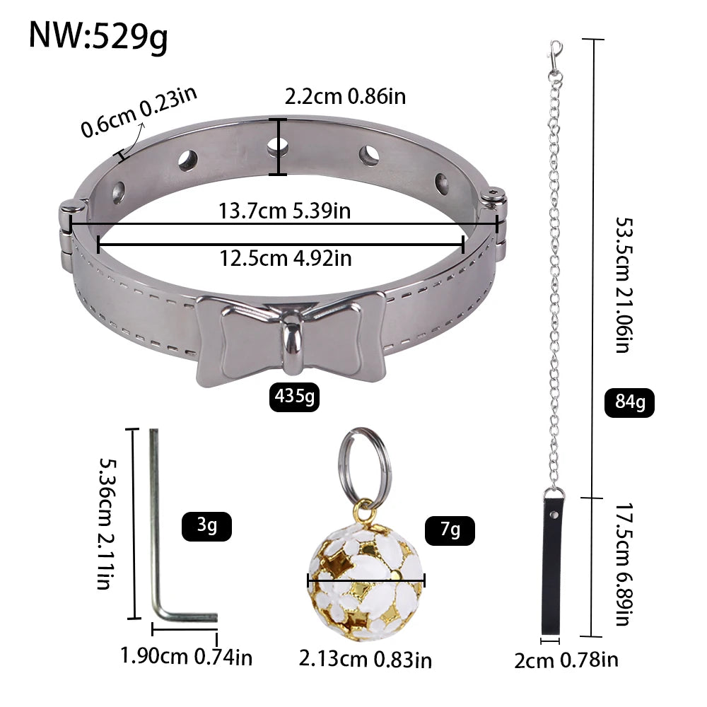 New Arrival Bow Ribbon Flower Bell Adult Bondage Fashion Collar Suitable for Bondage Enthusiasts