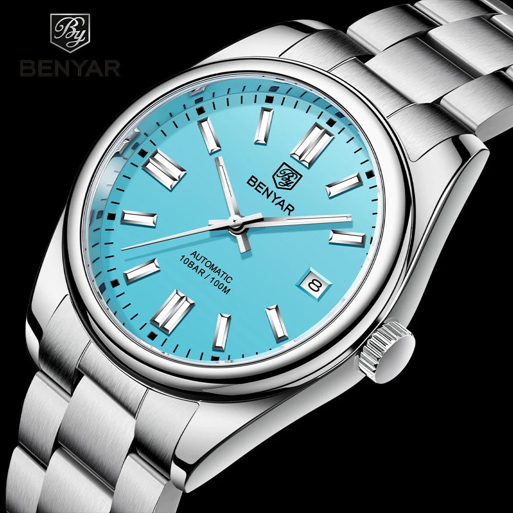 BENYAR Neue Taucheruhr für Männer 10Bar wasserdichte Herren Mechanische Armbanduhren Luxus Edelstahl Automatikuhren