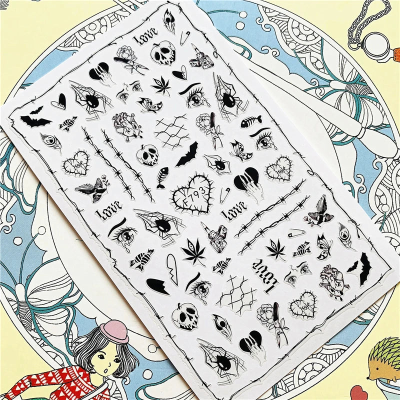 MG201011-38 WG661 Skull head snake sexy woman  3D Back glue Nail Art Stickers Decals Sliders Nail ornament decoration