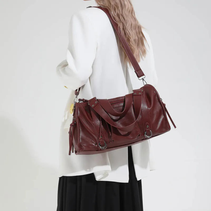 Large Capacity Women PU Leather Handbags Tote Bags Casual Female Rivet Big Shoulder Messenger Bags Fashion Zipper Crossbody Bag