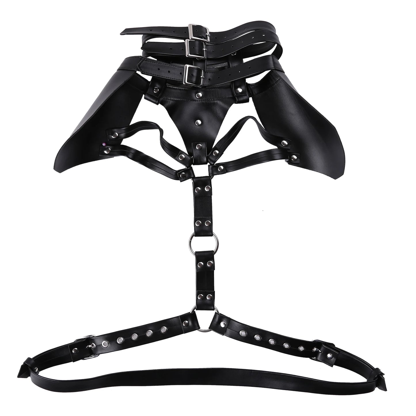 Chest Harness Belt Mens Lingerie Rivet Halter High Neck Strappy Shoulder Faux Leather O-ring Waist Strap Harness for Nightclub