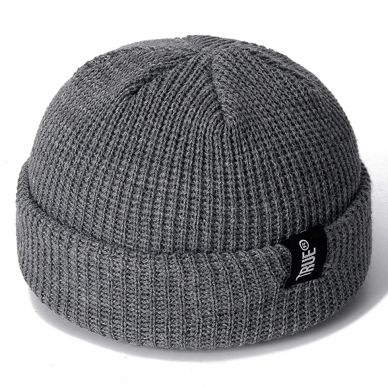 Hot Sale Daily Short Beanie Hat Unisex Sailor Style Winter Hat Men Women Ribbed Knitted Melon Cap True Letter Baggy Skull Hat