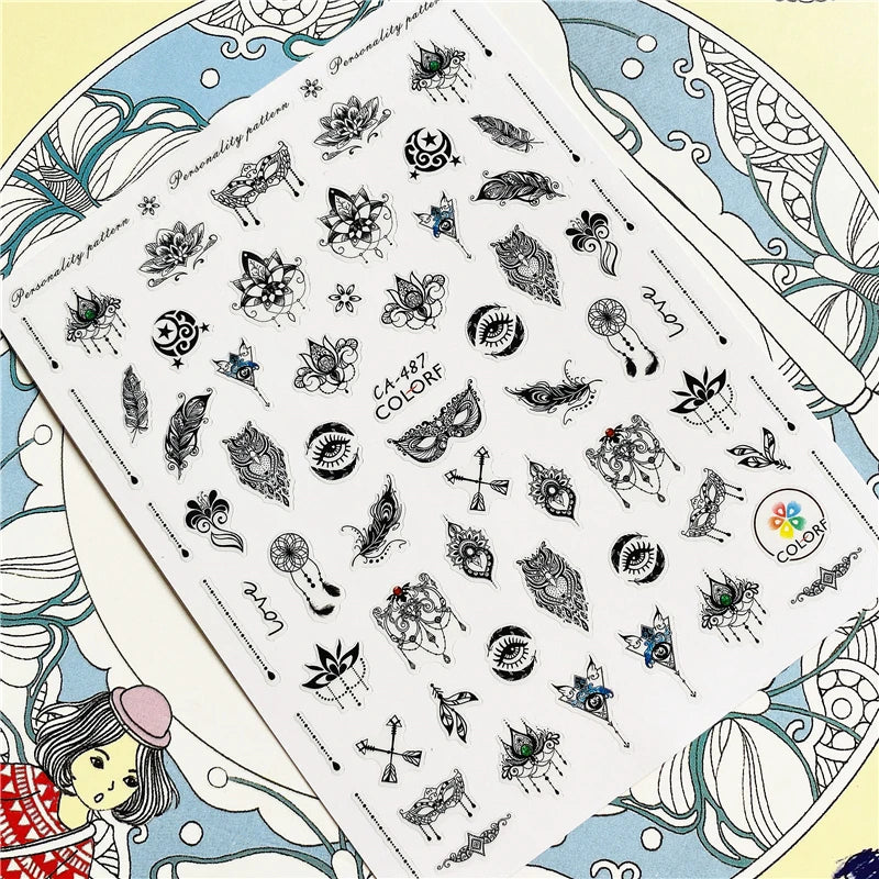 MG201011-38 WG661 Skull head snake sexy woman  3D Back glue Nail Art Stickers Decals Sliders Nail ornament decoration