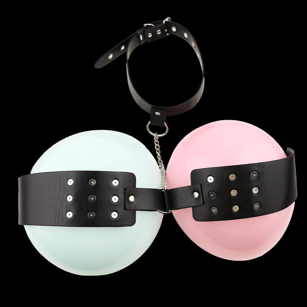 Leather Lingerie With Breast Nail Chest Massage Women's BDSM Toy Neck Bondage