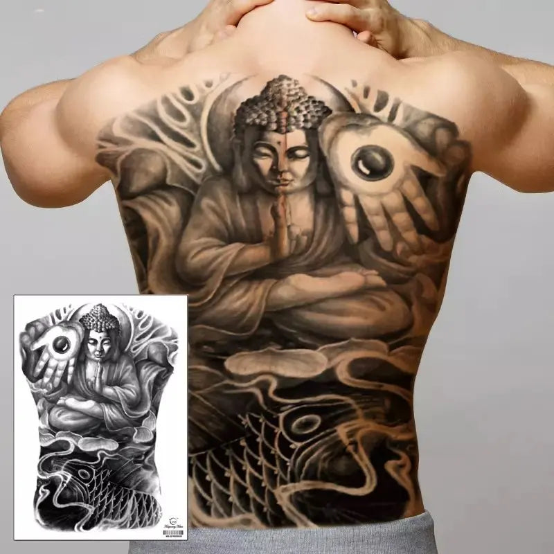 Wholesale Cool Big Full Back Tattoo Designs Large Size Temporary Tattoo Men's Full Back Tattoo Sticker