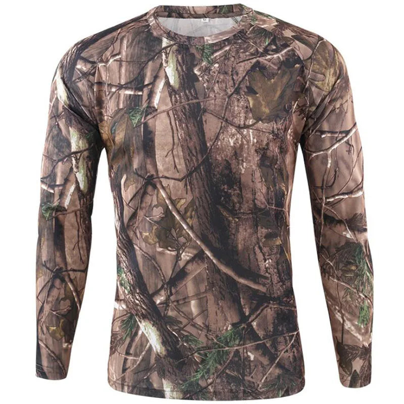 New Long Sleeve T shirts Men Outdoor Tactical Training Camouflage T-shirt Quick Dry Camo Tshirt Hunting Hiking Camping Tee Shirt