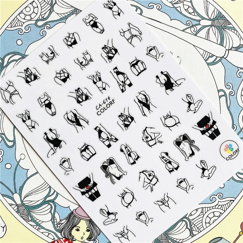 MG201011-38 WG661 Skull head snake sexy woman  3D Back glue Nail Art Stickers Decals Sliders Nail ornament decoration