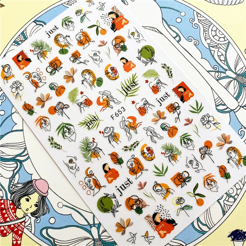 MG201011-38 WG661 Skull head snake sexy woman  3D Back glue Nail Art Stickers Decals Sliders Nail ornament decoration