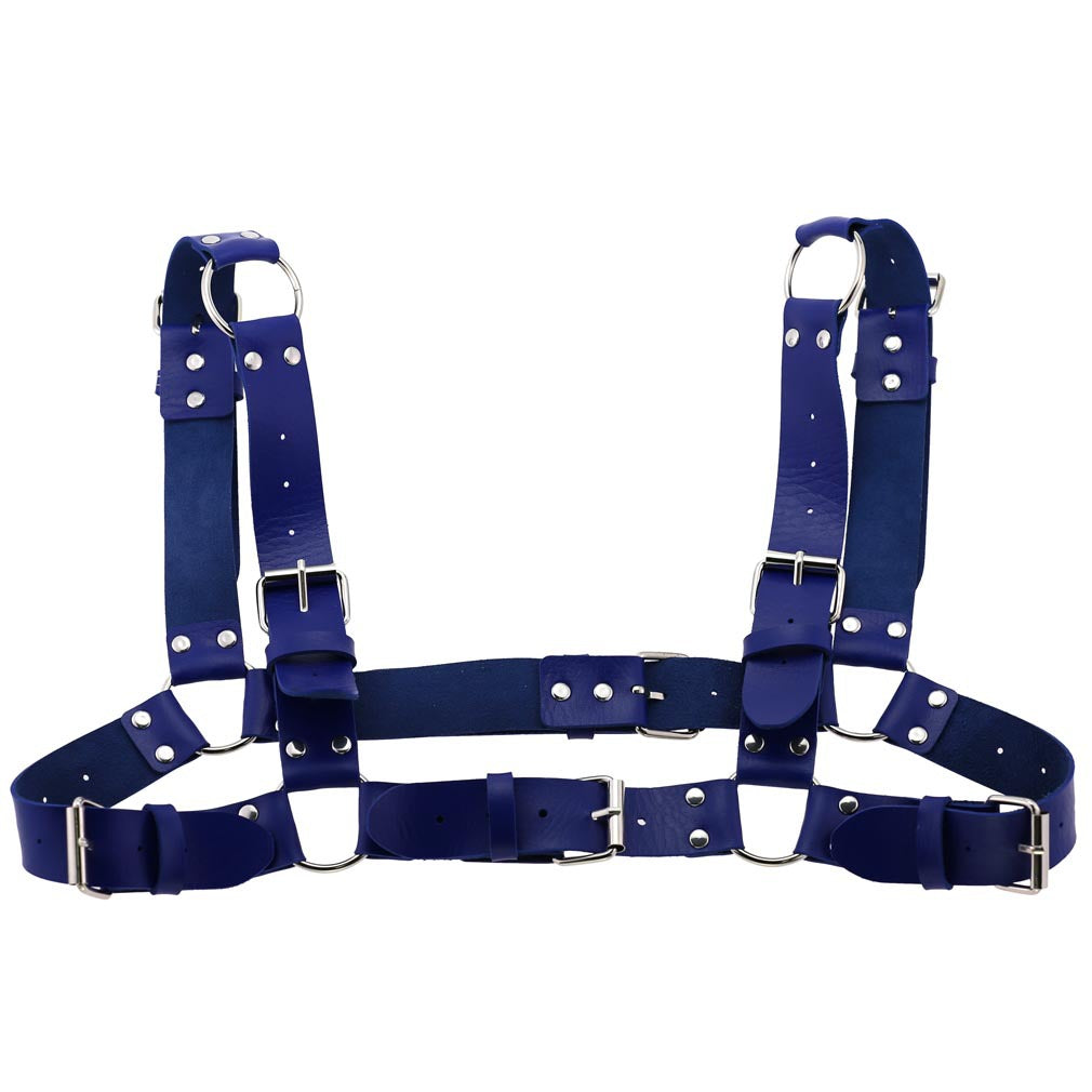 Women Men Sexy Punk Chest Harness Adjustable Caged Metal Body Chain PU Leather Choker Statement Necklace Party Clubwear