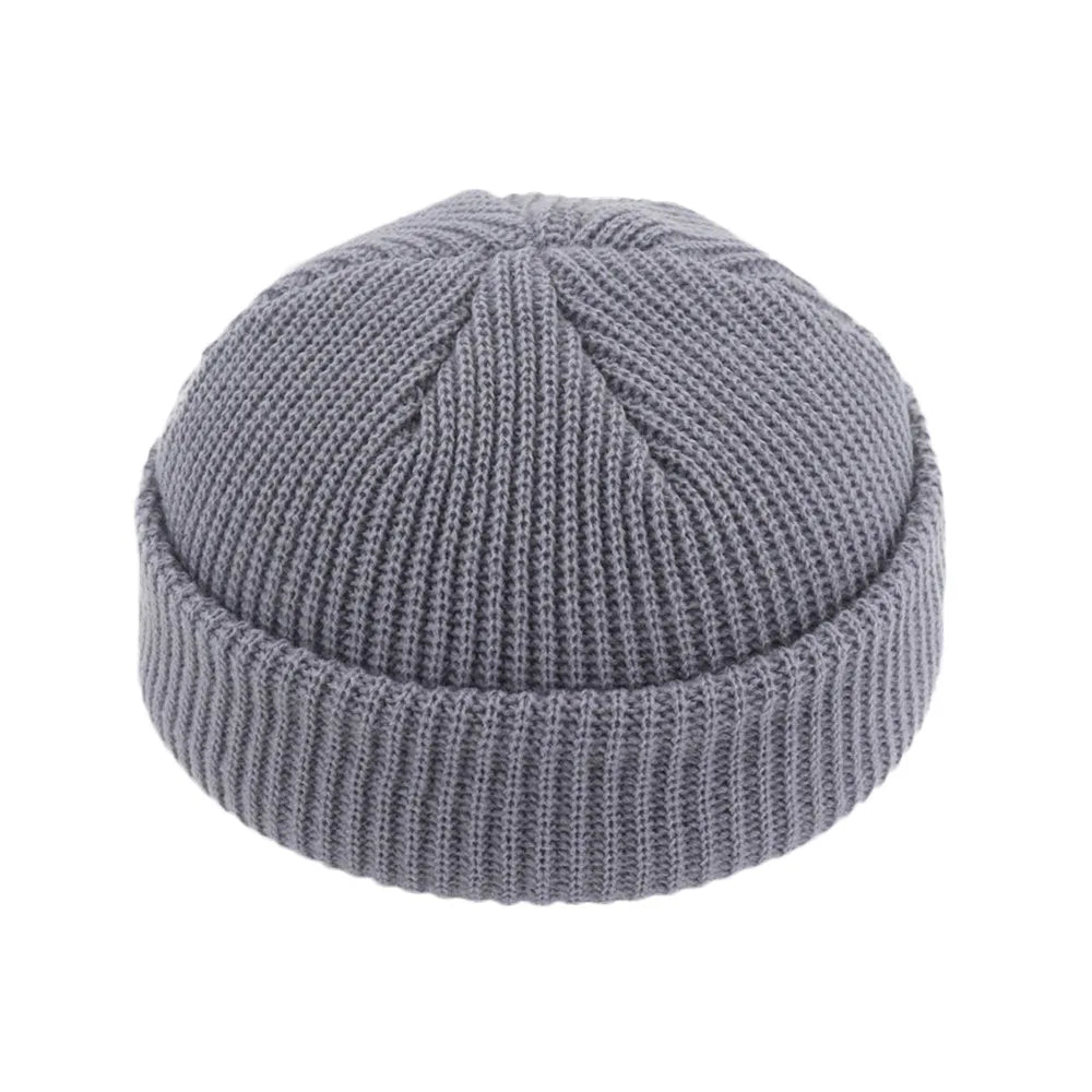 Beanie Knit Hats Boy Skullcap Sailor Caps Cuffs Retro Navy Short Hat Solid Color Unisex Winter Warm Cap Roll-Up Edge
