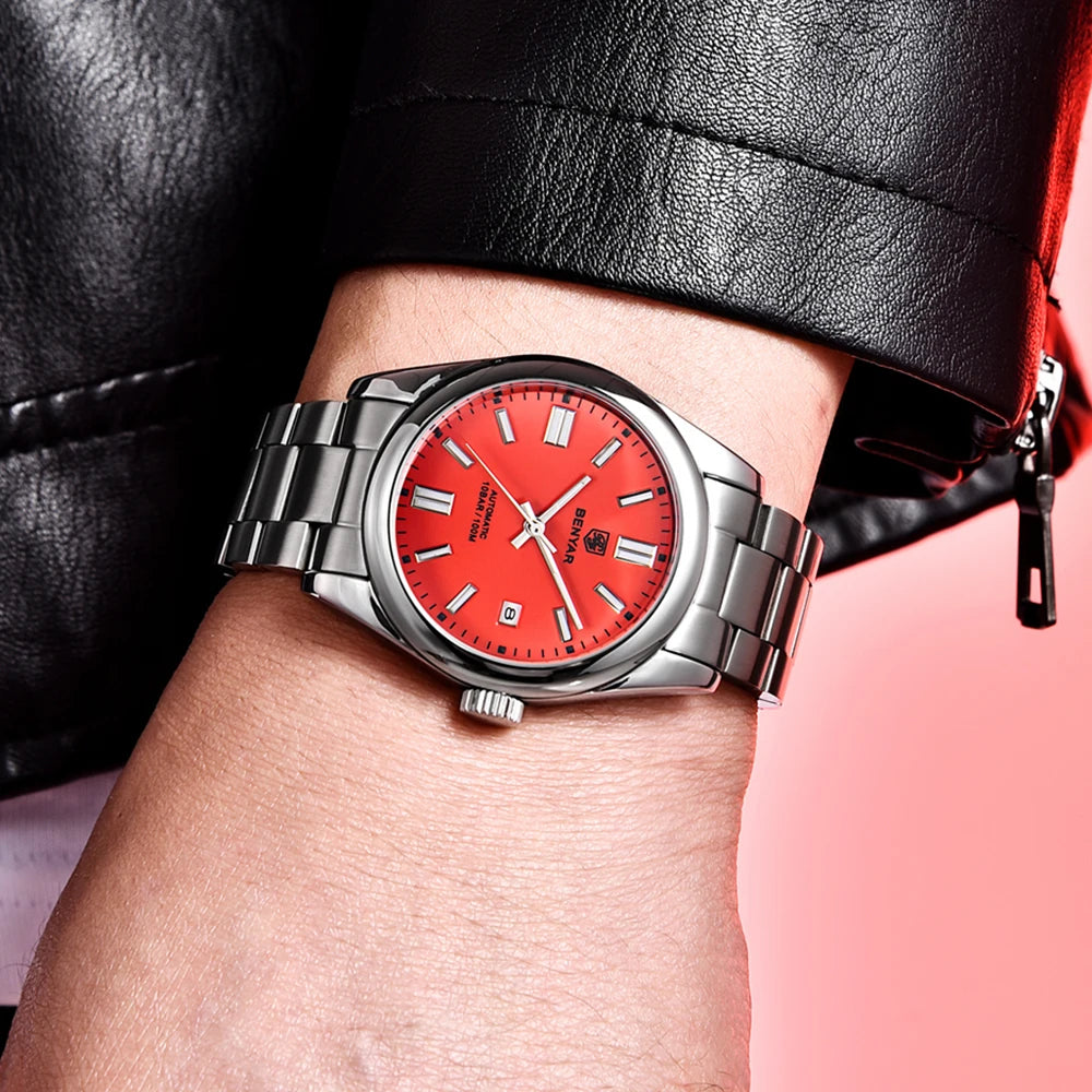 BENYAR Neue Taucheruhr für Männer 10Bar wasserdichte Herren Mechanische Armbanduhren Luxus Edelstahl Automatikuhren