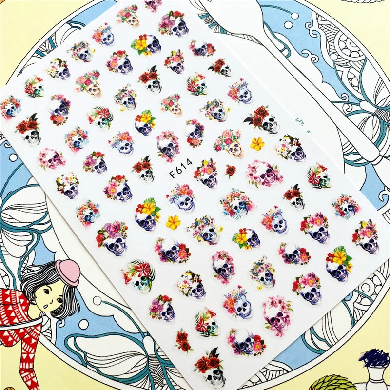 MG201011-38 WG661 Skull head snake sexy woman  3D Back glue Nail Art Stickers Decals Sliders Nail ornament decoration