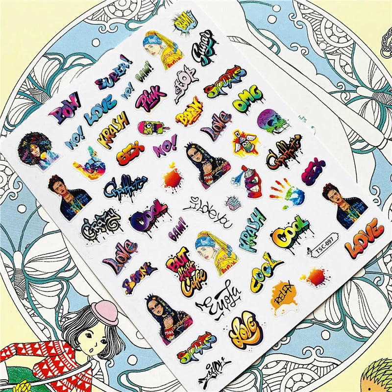 MG201011-38 WG661 Skull head snake sexy woman  3D Back glue Nail Art Stickers Decals Sliders Nail ornament decoration