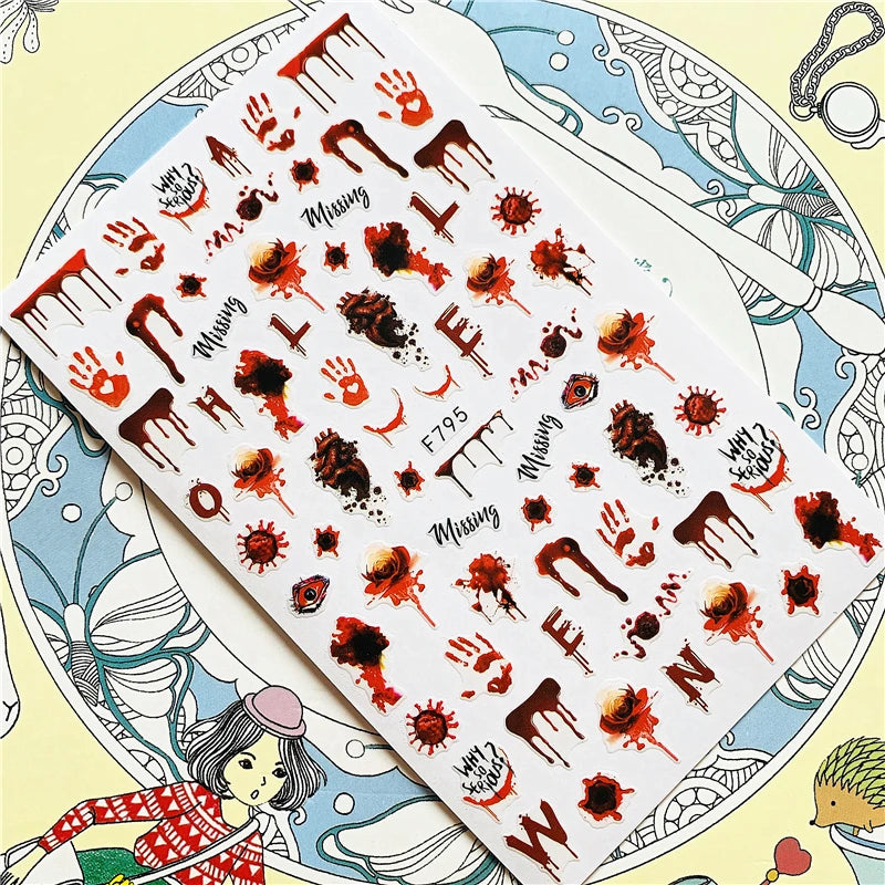 MG201011-38 WG661 Skull head snake sexy woman  3D Back glue Nail Art Stickers Decals Sliders Nail ornament decoration