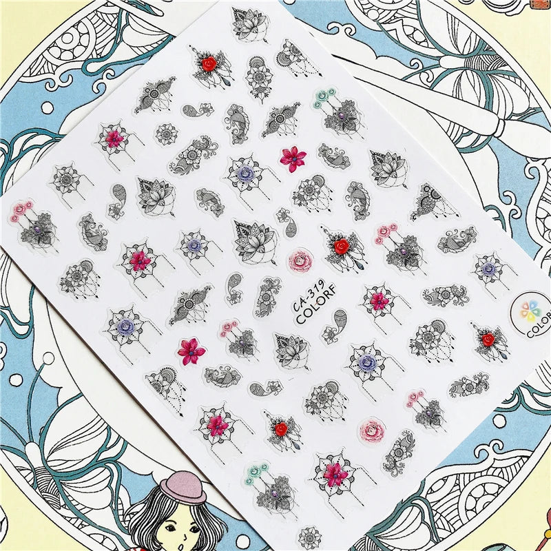 MG201011-38 WG661 Skull head snake sexy woman  3D Back glue Nail Art Stickers Decals Sliders Nail ornament decoration