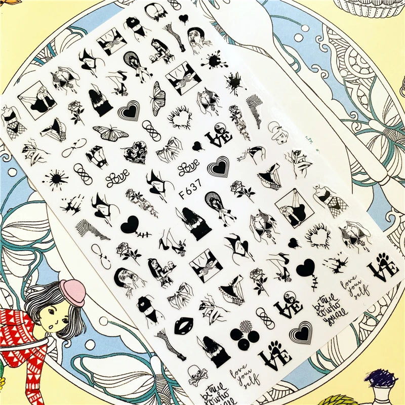 MG201011-38 WG661 Skull head snake sexy woman  3D Back glue Nail Art Stickers Decals Sliders Nail ornament decoration