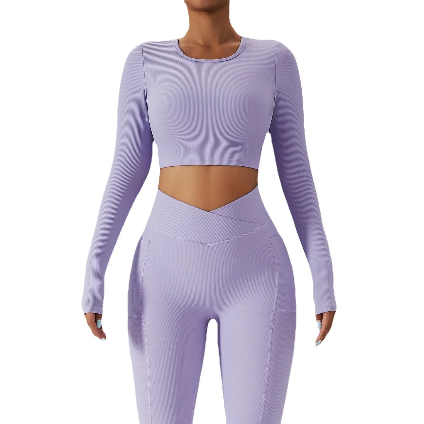 Female Gym Fitness Women High Waist Long Sleeves Workout Suit Yoga Pants Wear Sports Fitness Yoga Sets
