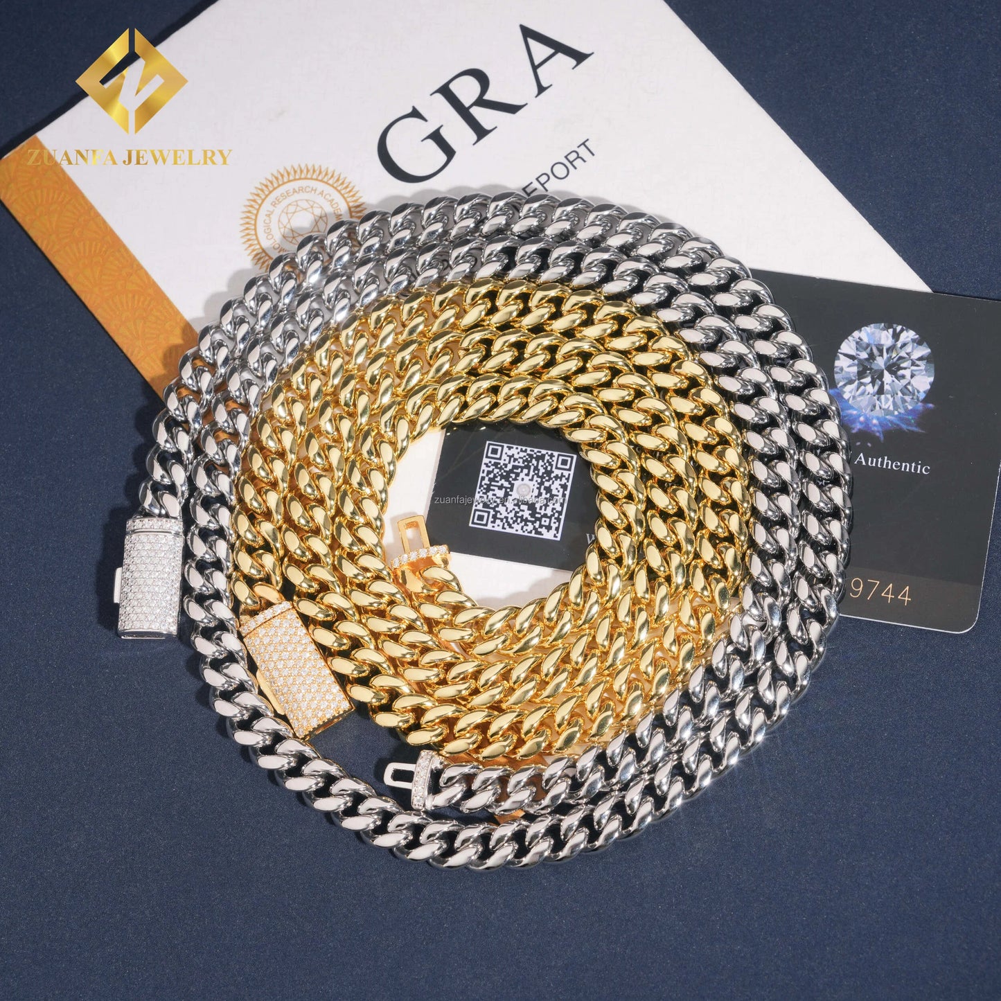 Hot Selling 8mm Iced Out Man Hip Hop Jewelry  14k Gold Plated 316L VVS1 Moissanite Diamond Miami Plain Chain Cuban Link Chain