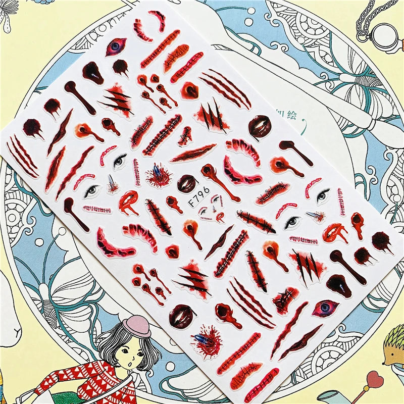 MG201011-38 WG661 Skull head snake sexy woman  3D Back glue Nail Art Stickers Decals Sliders Nail ornament decoration