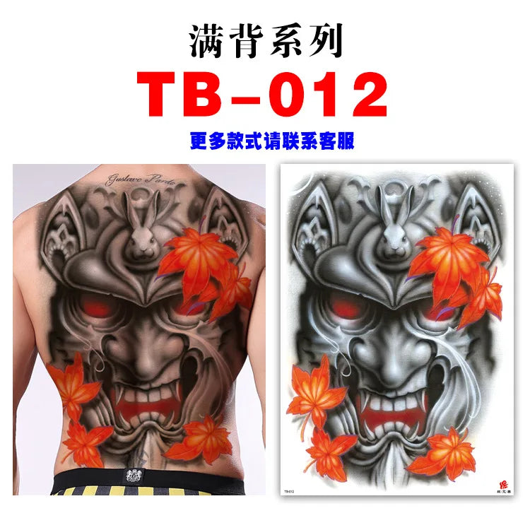 Wholesale Cool Big Full Back Tattoo Designs Large Size Temporary Tattoo Men's Full Back Tattoo Sticker