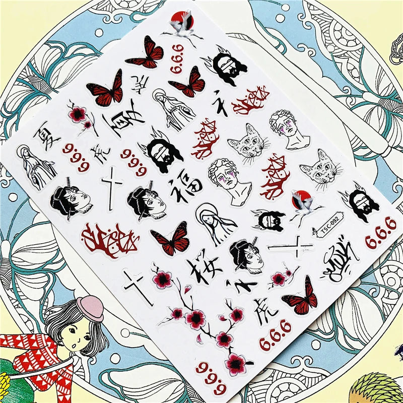 MG201011-38 WG661 Skull head snake sexy woman  3D Back glue Nail Art Stickers Decals Sliders Nail ornament decoration