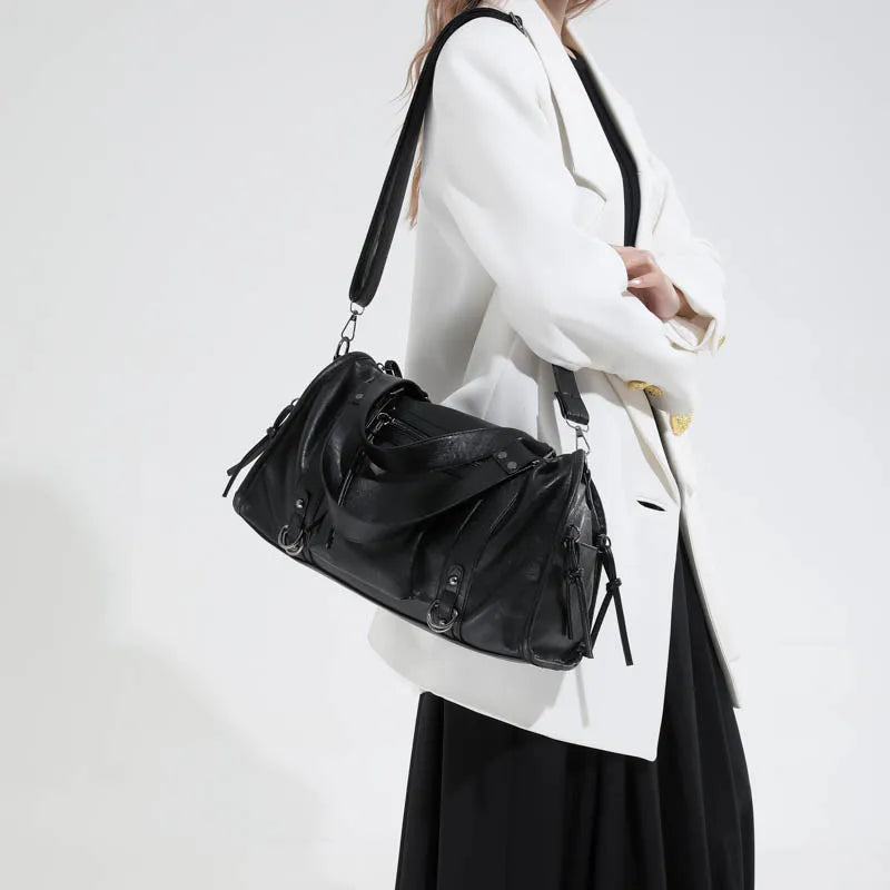 Large Capacity Women PU Leather Handbags Tote Bags Casual Female Rivet Big Shoulder Messenger Bags Fashion Zipper Crossbody Bag