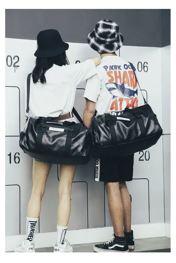 Sporttasche Leder Damen Fitness Schuhfach Herren Duffle Umhängetasche Wasserdicht Reise Training Große Sport Handtasche