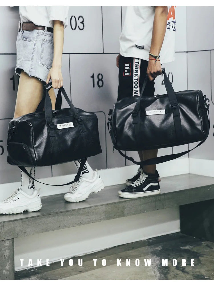 Sporttasche Leder Damen Fitness Schuhfach Herren Duffle Umhängetasche Wasserdicht Reise Training Große Sport Handtasche