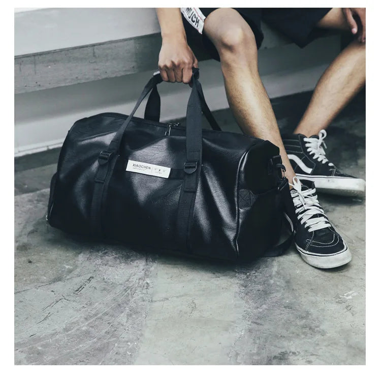 Sporttasche Leder Damen Fitness Schuhfach Herren Duffle Umhängetasche Wasserdicht Reise Training Große Sport Handtasche